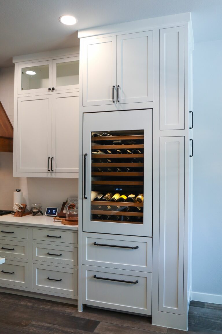 Jennings kitchen remodel with wine cabinet fridge